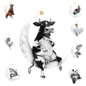 Kalėdiniai gyvūnai, sėdintys ant mėnulio, pakabukas Velykų dekoravimas Kabantys papuošalai Mediniai Kalėdų eglutės papuošalai namams Velykos