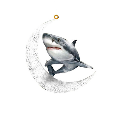 Kalėdiniai gyvūnai, sėdintys ant mėnulio, pakabukas Velykų dekoravimas Kabantys papuošalai Mediniai Kalėdų eglutės papuošalai namams Velykos