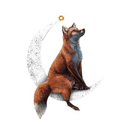 Kalėdiniai gyvūnai, sėdintys ant mėnulio, pakabukas Velykų dekoravimas Kabantys papuošalai Mediniai Kalėdų eglutės papuošalai namams Velykos