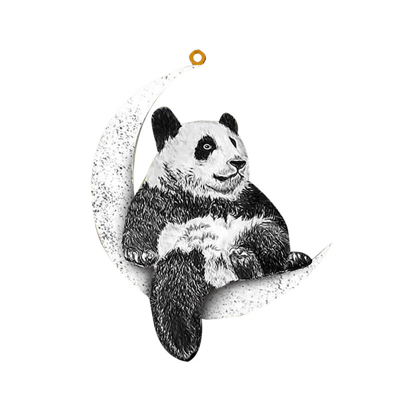 Kalėdiniai gyvūnai, sėdintys ant mėnulio, pakabukas Velykų dekoravimas Kabantys papuošalai Mediniai Kalėdų eglutės papuošalai namams Velykos