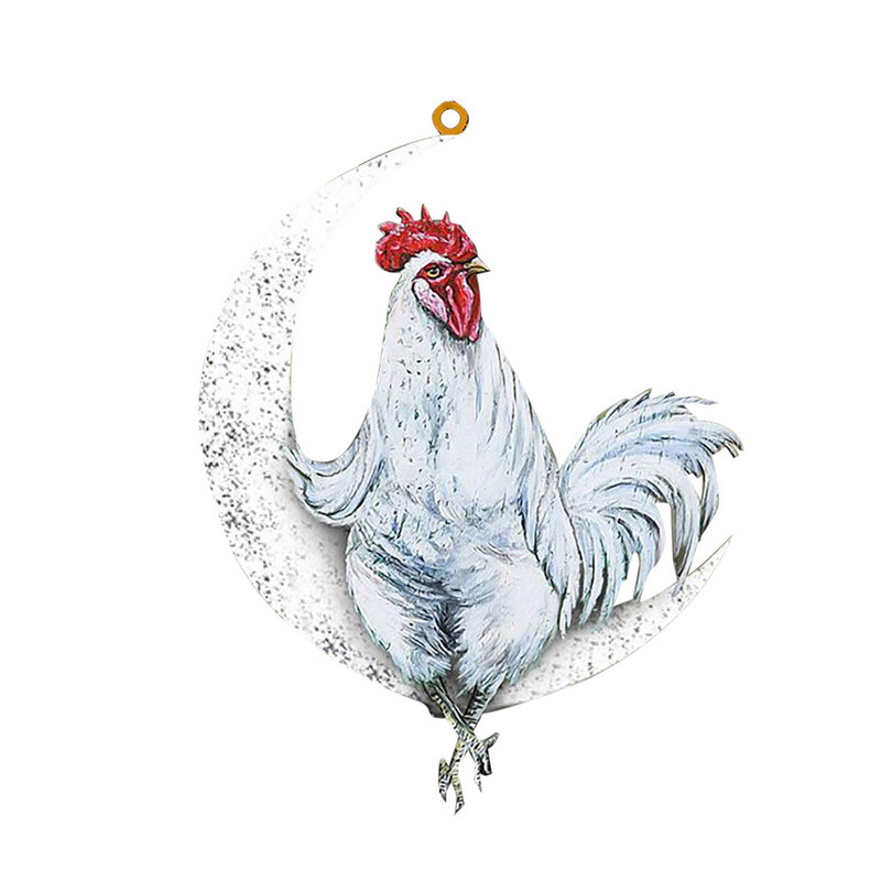 Kalėdiniai gyvūnai, sėdintys ant mėnulio, pakabukas Velykų dekoravimas Kabantys papuošalai Mediniai Kalėdų eglutės papuošalai namams Velykos