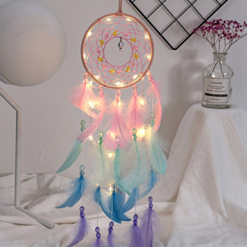 Colorful Dream Catcher True Feather Lights Up Creative Dreamcatcher Girls Πρακτικά ειδικά δώρα γενεθλίων Διακόσμηση σπιτιού