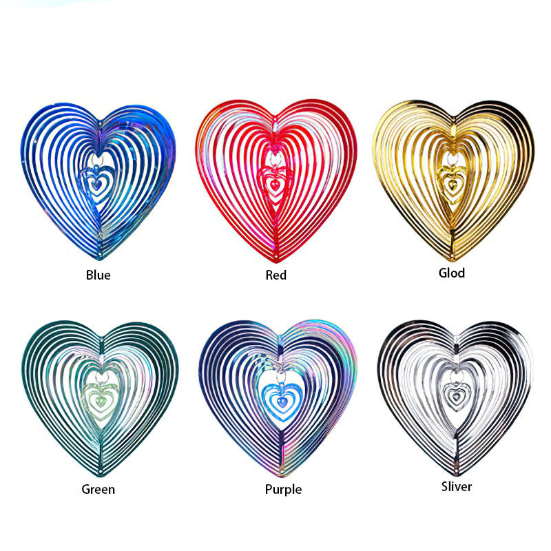 ABS pukstošā sirds vēja zvana vērpējs mājas dekorēšanai vēja ķērējs Love vēja zvans rotējošs vēja zvans, pakarināms rotājums