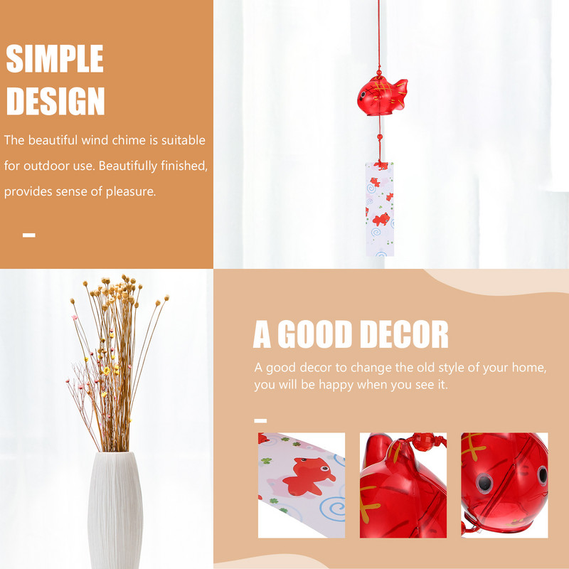 Zelta zivtiņa vēja zvans stikla vēja zvans japāņu stila vēja zvans balkona stikla vēja zvans pagalma dekorēšanai dārza piekārts ornaments