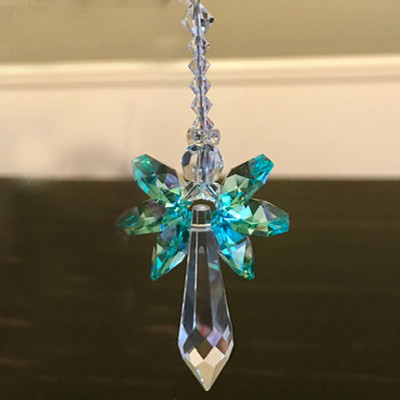 1GB varavīksnes sargeņģeļa kristāla saules ķērējs, iekares kristāla stikla rotājums mājas dārza dekorēšanai lieveņa dekors