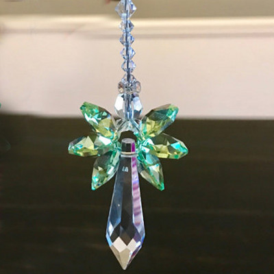 1GB varavīksnes sargeņģeļa kristāla saules ķērējs, iekares kristāla stikla rotājums mājas dārza dekorēšanai lieveņa dekors