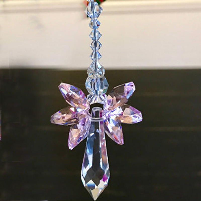 1GB varavīksnes sargeņģeļa kristāla saules ķērējs, iekares kristāla stikla rotājums mājas dārza dekorēšanai lieveņa dekors