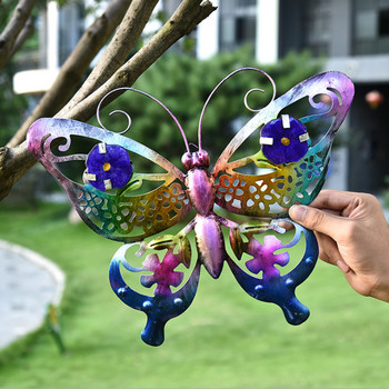 Метални 3d пеперуди, окачени на стена Художествени декорации Орнаменти за домашна градина Превъртащи се антени с кука за лесно окачване