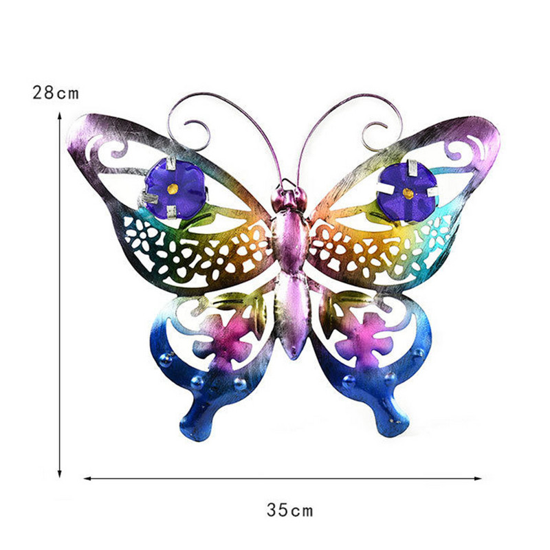 Metāla 3D tauriņš piekarināms pie sienas mākslas rotājumi mājas dārza rotājumiem ritināmas antenas ar āķi vieglai pakarināšanai