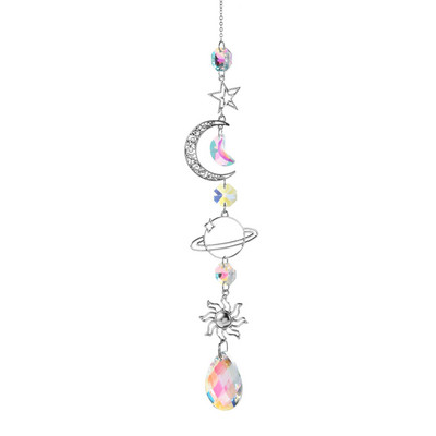 Χρυσό ασημί κρύσταλλο άνεμος κουδούνι Star Moon Sun Dream Catcher Κρεμαστό κρεμαστό άνεμο κουδούνι κορίτσι κρεβατοκάμαρα Ταπετσαρία άνεμος κουδούνι Δώρο