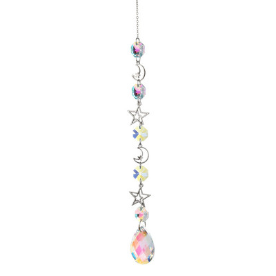 Χρυσό ασημί κρύσταλλο άνεμος κουδούνι Star Moon Sun Dream Catcher Κρεμαστό κρεμαστό άνεμο κουδούνι κορίτσι κρεβατοκάμαρα Ταπετσαρία άνεμος κουδούνι Δώρο