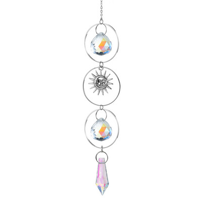Χρυσό ασημί κρύσταλλο άνεμος κουδούνι Star Moon Sun Dream Catcher Κρεμαστό κρεμαστό άνεμο κουδούνι κορίτσι κρεβατοκάμαρα Ταπετσαρία άνεμος κουδούνι Δώρο