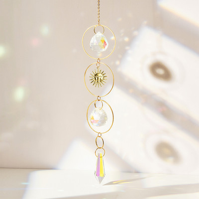 Χρυσό ασημί κρύσταλλο άνεμος κουδούνι Star Moon Sun Dream Catcher Κρεμαστό κρεμαστό άνεμο κουδούνι κορίτσι κρεβατοκάμαρα Ταπετσαρία άνεμος κουδούνι Δώρο