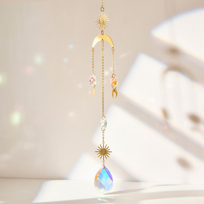 Χρυσό ασημί κρύσταλλο άνεμος κουδούνι Star Moon Sun Dream Catcher Κρεμαστό κρεμαστό άνεμο κουδούνι κορίτσι κρεβατοκάμαρα Ταπετσαρία άνεμος κουδούνι Δώρο