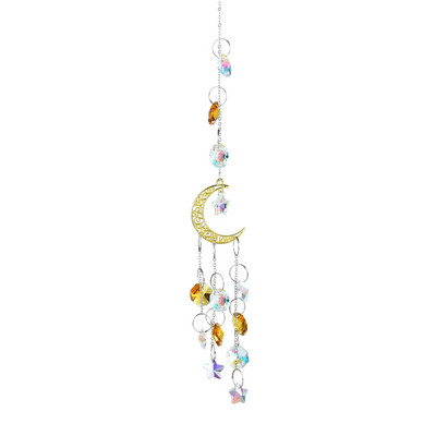 Χρυσό ασημί κρύσταλλο άνεμος κουδούνι Star Moon Sun Dream Catcher Κρεμαστό κρεμαστό άνεμο κουδούνι κορίτσι κρεβατοκάμαρα Ταπετσαρία άνεμος κουδούνι Δώρο