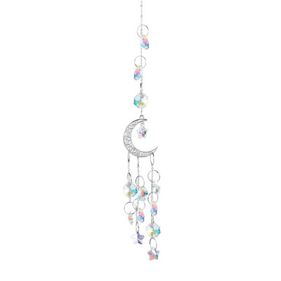 Χρυσό ασημί κρύσταλλο άνεμος κουδούνι Star Moon Sun Dream Catcher Κρεμαστό κρεμαστό άνεμο κουδούνι κορίτσι κρεβατοκάμαρα Ταπετσαρία άνεμος κουδούνι Δώρο