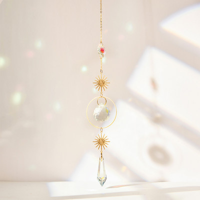 Χρυσό ασημί κρύσταλλο άνεμος κουδούνι Star Moon Sun Dream Catcher Κρεμαστό κρεμαστό άνεμο κουδούνι κορίτσι κρεβατοκάμαρα Ταπετσαρία άνεμος κουδούνι Δώρο