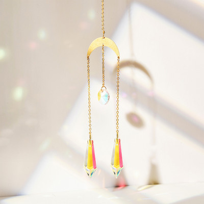Χρυσό ασημί κρύσταλλο άνεμος κουδούνι Star Moon Sun Dream Catcher Κρεμαστό κρεμαστό άνεμο κουδούνι κορίτσι κρεβατοκάμαρα Ταπετσαρία άνεμος κουδούνι Δώρο