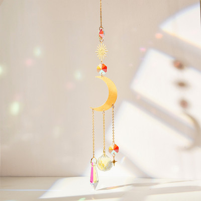 Χρυσό ασημί κρύσταλλο άνεμος κουδούνι Star Moon Sun Dream Catcher Κρεμαστό κρεμαστό άνεμο κουδούνι κορίτσι κρεβατοκάμαρα Ταπετσαρία άνεμος κουδούνι Δώρο