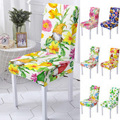 3D Flower Gnomes Print krēsla pārvalks ēdamistabas spandeksa krēslu pārvalki ar augstu atzveltni viesistabas ballīšu mājas dekorēšanai