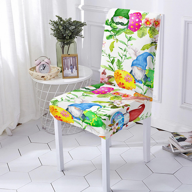 3D Flower Gnomes Print krēsla pārvalks ēdamistabas spandeksa krēslu pārvalki ar augstu atzveltni viesistabas ballīšu mājas dekorēšanai