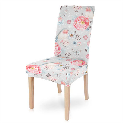 spandekss elastīgs ziedu putnu krēsla pārvalks ēdamistabai pilnībā iesaiņots kāzu krēsla pārvalks viesnīcas banketu krēsli housse de chaise