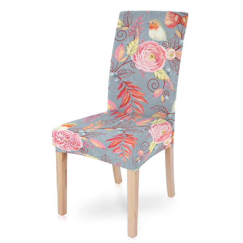 spandekss elastīgs ziedu putnu krēsla pārvalks ēdamistabai pilnībā iesaiņots kāzu krēsla pārvalks viesnīcas banketu krēsli housse de chaise