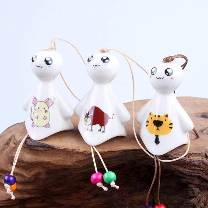 Karštos Japonijos stiliaus saulėtos lėlės vėjo varpeliai senoviniai namų palaiminimo dekoracijos keramika šypsenos lėlės vėjo varpeliai