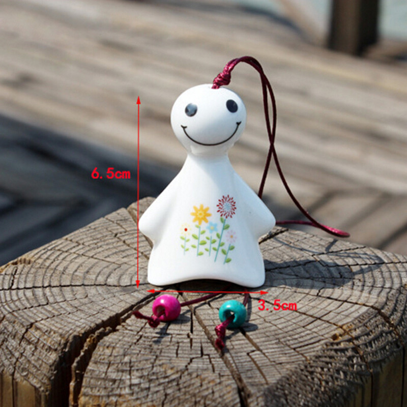 Karštos Japonijos stiliaus saulėtos lėlės vėjo varpeliai senoviniai namų palaiminimo dekoracijos keramika šypsenos lėlės vėjo varpeliai