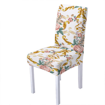 Baroka ziedu apdruka Elastīgs krēsla pārvalks Spandekss krēsla pārvalks Strech Virtuves krēsli Sēdekļu pārvalki Sākums Viesnīcas banketu dekorēšana