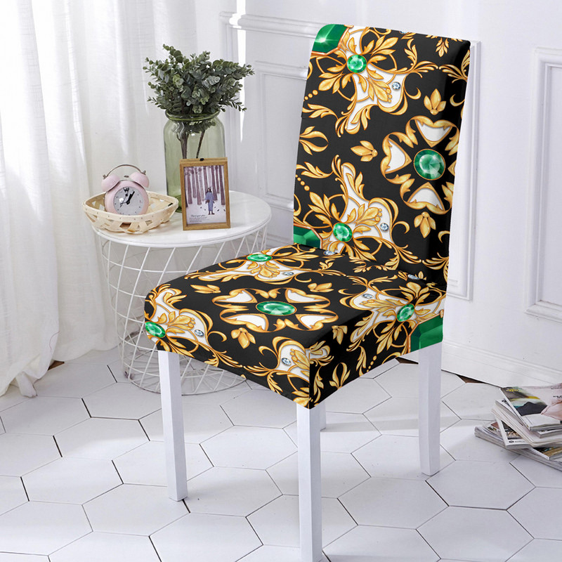Baroka ziedu apdruka Elastīgs krēsla pārvalks Spandekss krēsla pārvalks Strech Virtuves krēsli Sēdekļu pārvalki Sākums Viesnīcas banketu dekorēšana