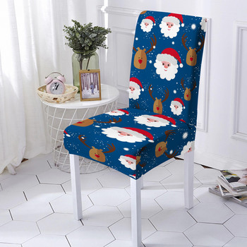 3D Santa Claus Print Κάλυμμα καρέκλας Spandex για καρέκλες τραπεζαρίας Καλύμματα Ψηλά πλάτη για Χριστουγεννιάτικη διακόσμηση πάρτι σαλονιού