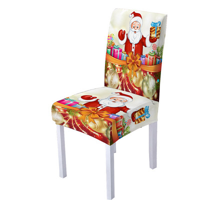 3D Ziemassvētku vecīša drukas spandeksa krēsla pārvalks ēdamistabas krēslu pārvalki ar augstu atzveltni viesistabas ballītei Ziemassvētku dekorēšanai