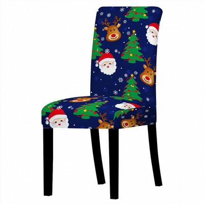 3D Ziemassvētku vecīša drukas spandeksa krēsla pārvalks ēdamistabas krēslu pārvalki ar augstu atzveltni viesistabas ballītei Ziemassvētku dekorēšanai