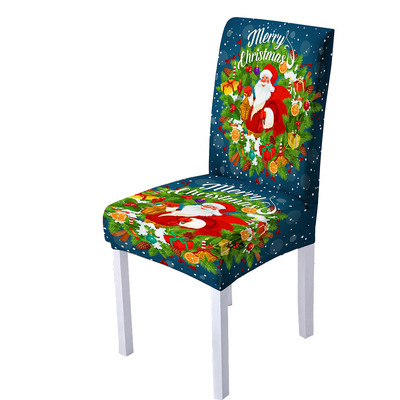 3D Ziemassvētku vecīša drukas spandeksa krēsla pārvalks ēdamistabas krēslu pārvalki ar augstu atzveltni viesistabas ballītei Ziemassvētku dekorēšanai