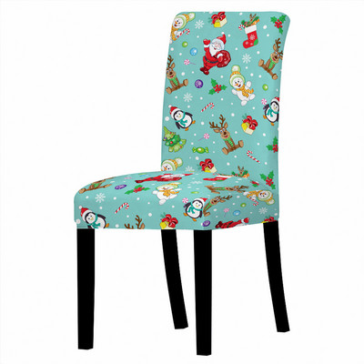 3D Ziemassvētku vecīša drukas spandeksa krēsla pārvalks ēdamistabas krēslu pārvalki ar augstu atzveltni viesistabas ballītei Ziemassvētku dekorēšanai