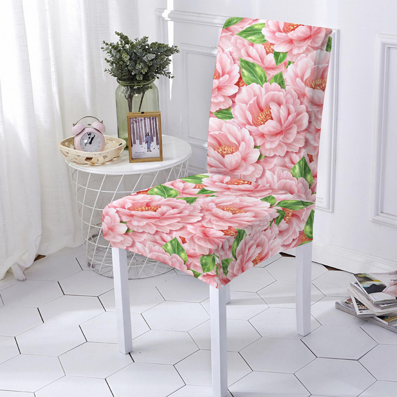 Pretty Flower Print Ελαστικό κάλυμμα καρέκλας Spandex Slipcover καρέκλας Strech σκαμπό κουζίνας Καλύμματα καθισμάτων Home Hotel Decoration Decoration