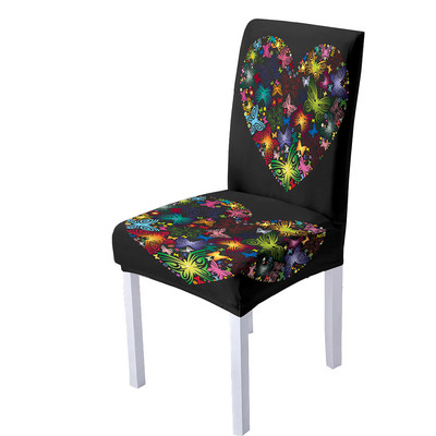 3D Butterfly Spandex tooli kate söögitoale Love Heart Print Tooli katted kõrge seljaga elutoa peo jaoks kodukaunistamiseks