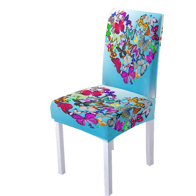 3D Butterfly Spandex tooli kate söögitoale Love Heart Print Tooli katted kõrge seljaga elutoa peo jaoks kodukaunistamiseks