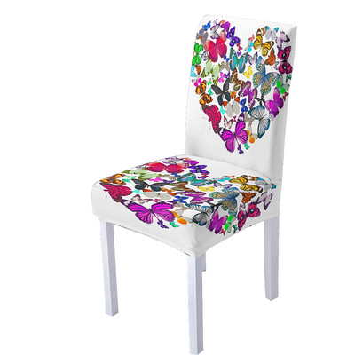 3D Butterfly Spandex tooli kate söögitoale Love Heart Print Tooli katted kõrge seljaga elutoa peo jaoks kodukaunistamiseks