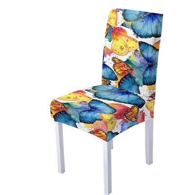 Κάλυμμα καρέκλας Butterfly Spandex για τραπεζαρία Τρισδιάστατη φλοράλ στάμπα Καρέκλες Καλύμματα Ψηλή πλάτη για Διακόσμηση σπιτιού για πάρτι σαλονιού