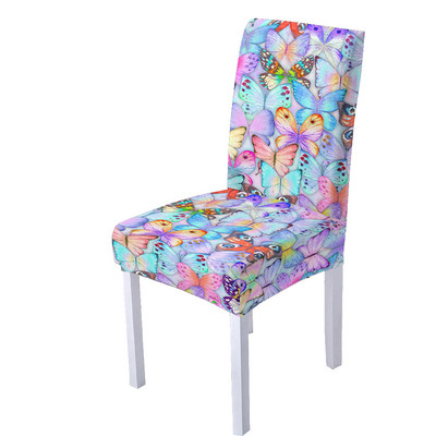 Κάλυμμα καρέκλας Butterfly Spandex για τραπεζαρία Τρισδιάστατη φλοράλ στάμπα Καρέκλες Καλύμματα Ψηλή πλάτη για Διακόσμηση σπιτιού για πάρτι σαλονιού