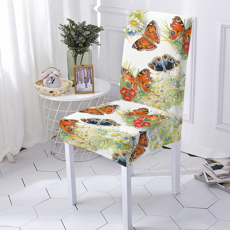 Κάλυμμα καρέκλας Butterfly Spandex για τραπεζαρία Τρισδιάστατη φλοράλ στάμπα Καρέκλες Καλύμματα Ψηλή πλάτη για Διακόσμηση σπιτιού για πάρτι σαλονιού