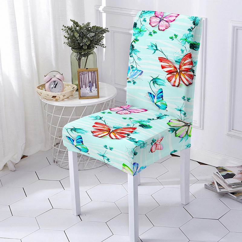 Κάλυμμα καρέκλας Butterfly Spandex για τραπεζαρία Τρισδιάστατη φλοράλ στάμπα Καρέκλες Καλύμματα Ψηλή πλάτη για Διακόσμηση σπιτιού για πάρτι σαλονιού