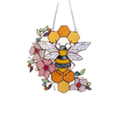 Krāsaini krāsoti bišu saules ķērēji, rotājumi šūnveida ar kameņu iekarināmu rotājumu dārza priekšējo durvju loga piekarināmais kulons