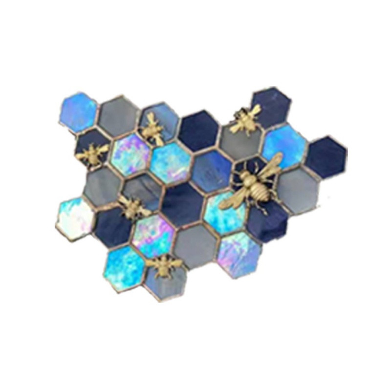 Krāsaini krāsoti bišu saules ķērēji, rotājumi šūnveida ar kameņu iekarināmu rotājumu dārza priekšējo durvju loga piekarināmais kulons