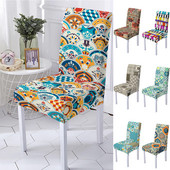 Bohēmijas mandalas spandeksa krēslu pārvalks ēdamistabai Etniskie krēslu pārvalki ar augstu atzveltni viesistabas ballīšu mājas dekorēšanai