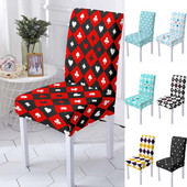 Fashion Poker Spandex Κάλυμμα Καρέκλας Τραπεζαρίας Γεωμετρικά Καλύμματα Καρέκλες Ψηλή Πλάτη για Διακόσμηση Σπιτιού για Πάρτι Σαλονιού