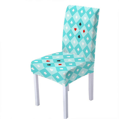 Fashion Poker Spandex Κάλυμμα Καρέκλας Τραπεζαρίας Γεωμετρικά Καλύμματα Καρέκλες Ψηλή Πλάτη για Διακόσμηση Σπιτιού για Πάρτι Σαλονιού