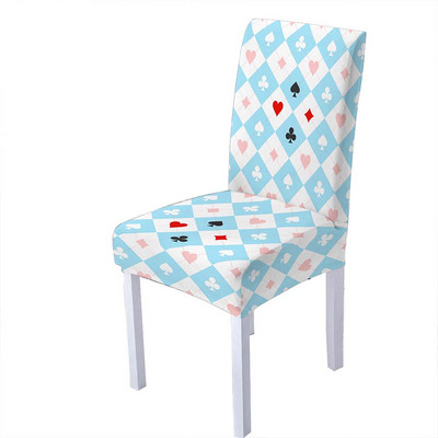 Fashion Poker Spandex Κάλυμμα Καρέκλας Τραπεζαρίας Γεωμετρικά Καλύμματα Καρέκλες Ψηλή Πλάτη για Διακόσμηση Σπιτιού για Πάρτι Σαλονιού